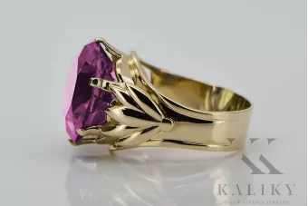 8K κίτρινο χρυσό Amethyst Ring Vintage vrc029x-am Art Deco
